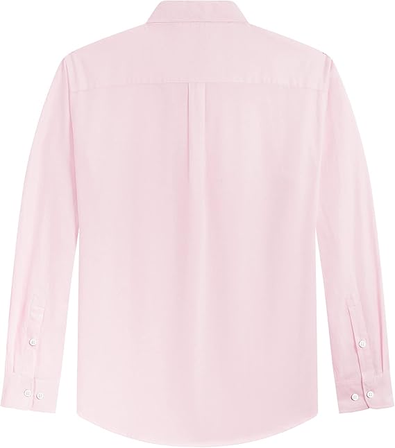 Men's Oxford Shirt Solid Casual Button Down Collar Shirts Long Sleeve Dress Shirts with Pocket