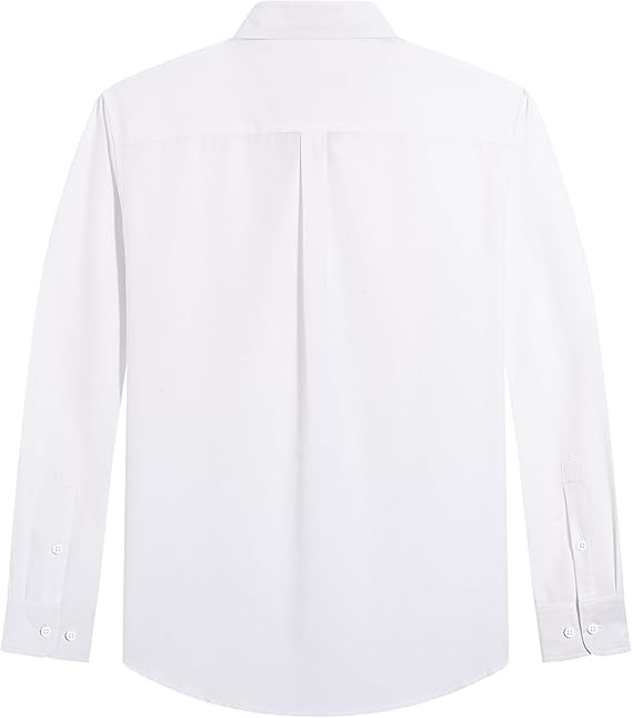 Men's Oxford Shirt Solid Casual Button Down Collar Shirts Long Sleeve Dress Shirts with Pocket