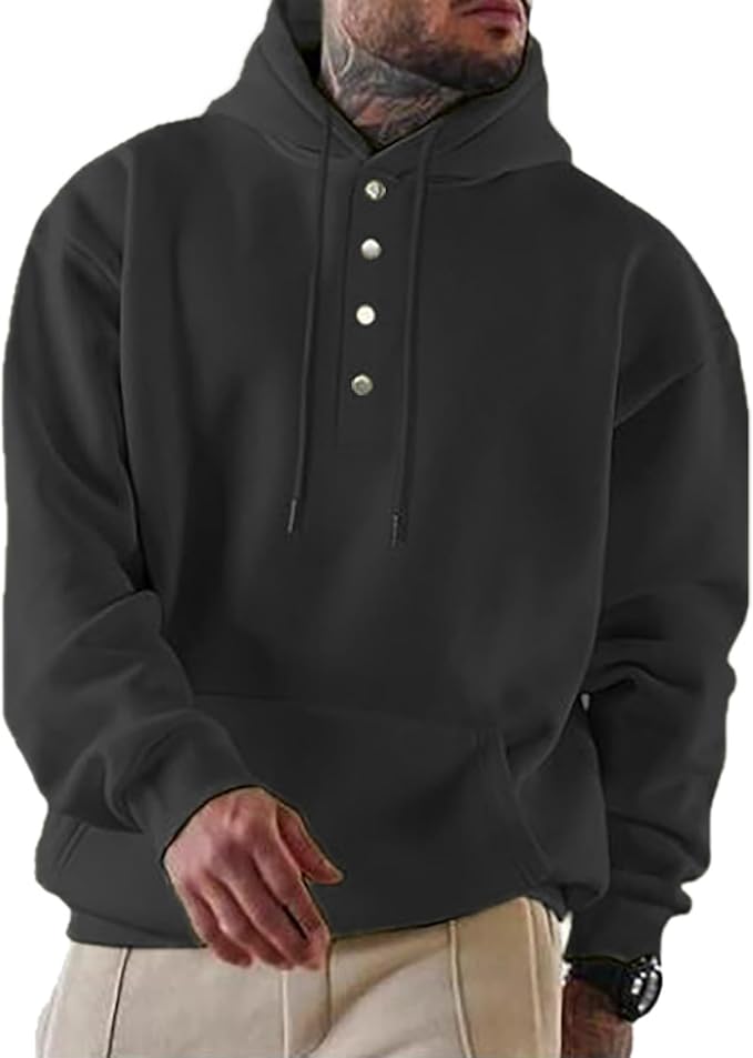 Mens Oversized Sweatshirt Hoodie Fall Winter Trendy Sweater Midweight Fleece Pullover Hooded Sweatshirts for Men