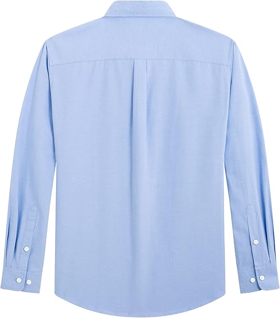 Men's Oxford Shirt Solid Casual Button Down Collar Shirts Long Sleeve Dress Shirts with Pocket