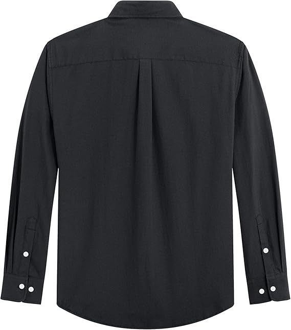 Men's Oxford Shirt Solid Casual Button Down Collar Shirts Long Sleeve Dress Shirts with Pocket
