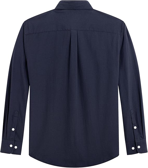 Men's Oxford Shirt Solid Casual Button Down Collar Shirts Long Sleeve Dress Shirts with Pocket