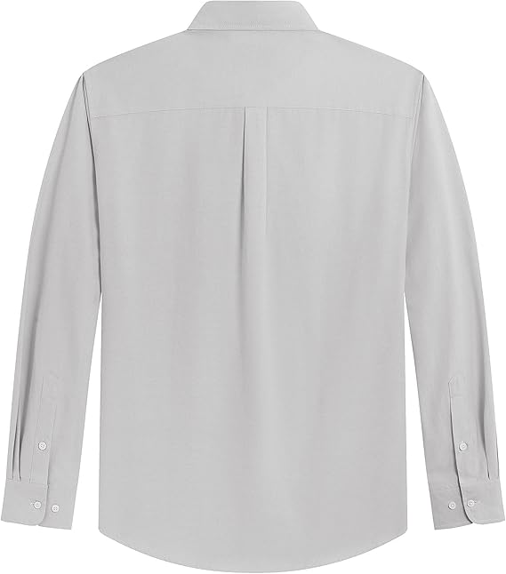 Men's Oxford Shirt Solid Casual Button Down Collar Shirts Long Sleeve Dress Shirts with Pocket