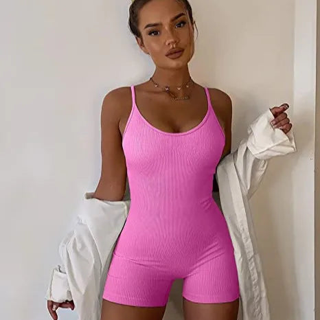 Foreign Trade Women's Clothing Popular Summer Sexy Suspenders Tight One-Piece Shorts